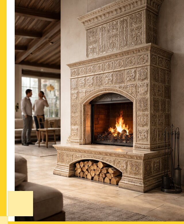 Купить изразцовый камин в Заволжье от 254600 р. | ЭриданЗвл