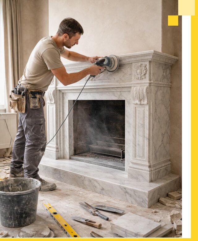 Изготовление и установка мраморных каминов в Заволжье под ключ