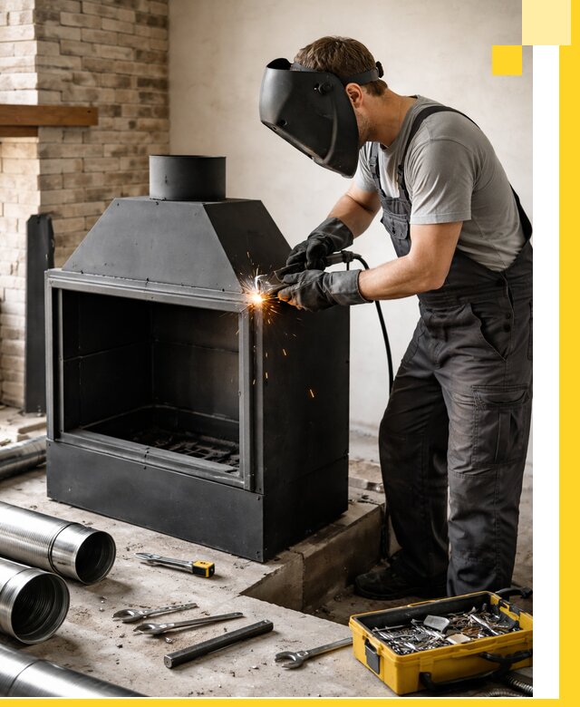 Продажа и установка металлических каминов в Заволжье под ключ