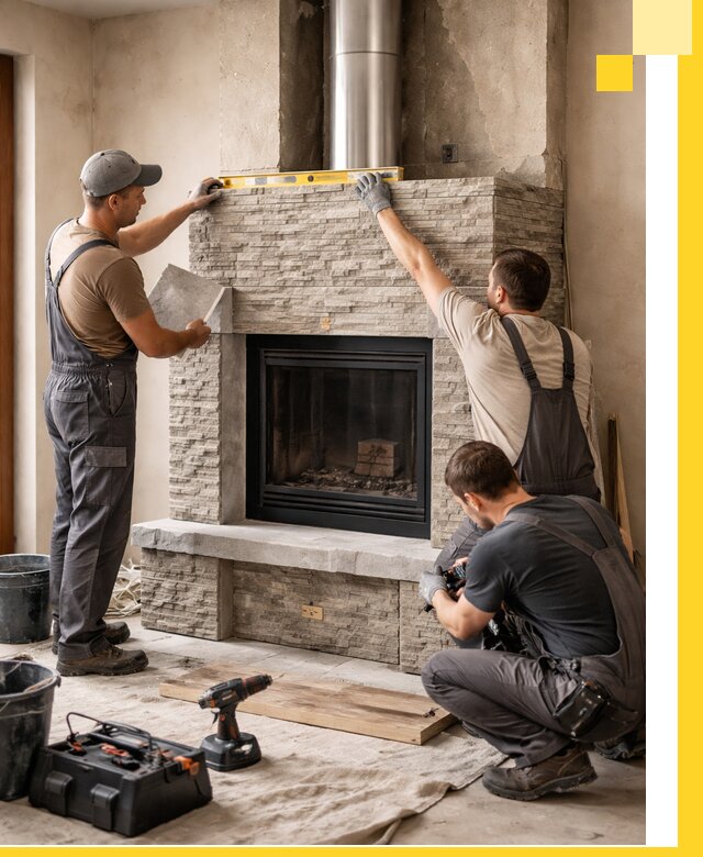 Профессиональный монтаж каминов под ключ в Заволжье для дома