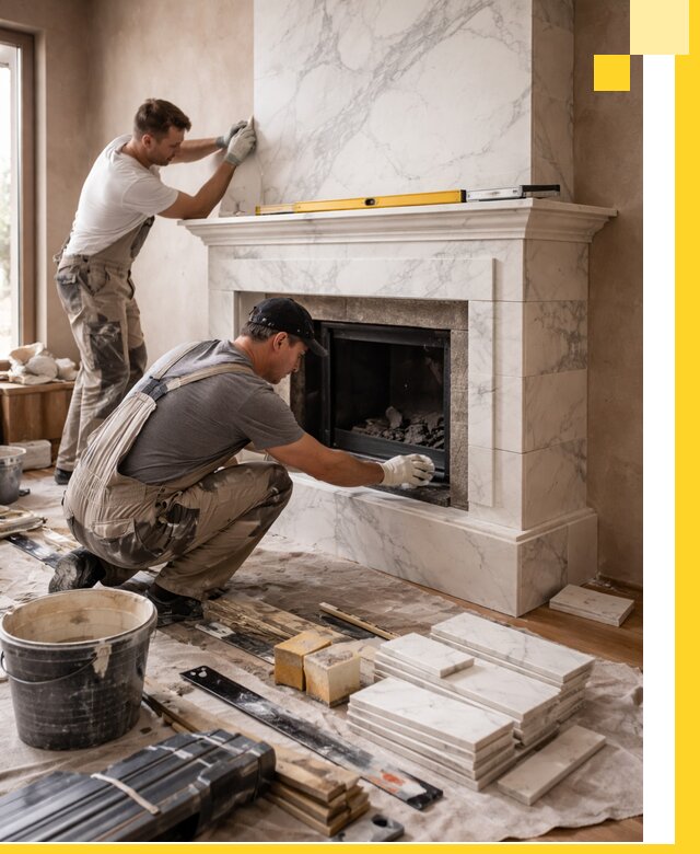 Отделка каминов в Заволжье качественные облицовочные работы