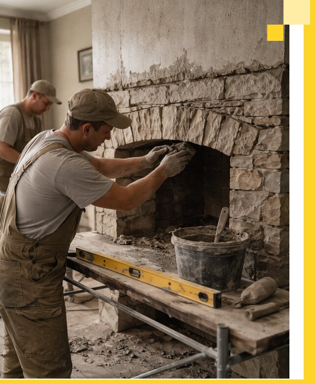 Изготовление каминов под ключ в Заволжье, монтаж и отделка