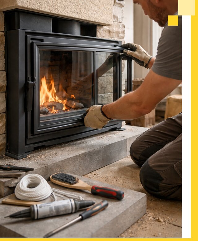 Производство, монтаж и доставка каминов со стеклом в Заволжье