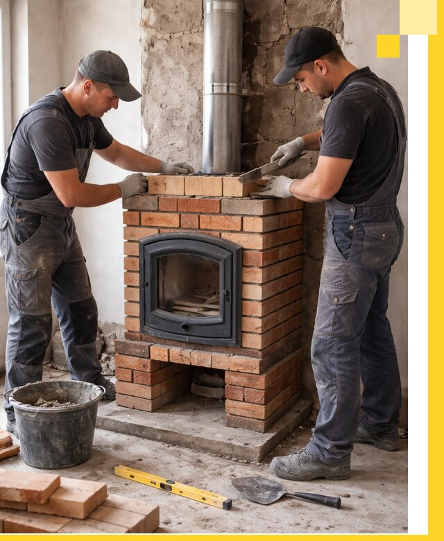 Монтаж печи камина под ключ в Заволжье с гарантией и пусконаладкой