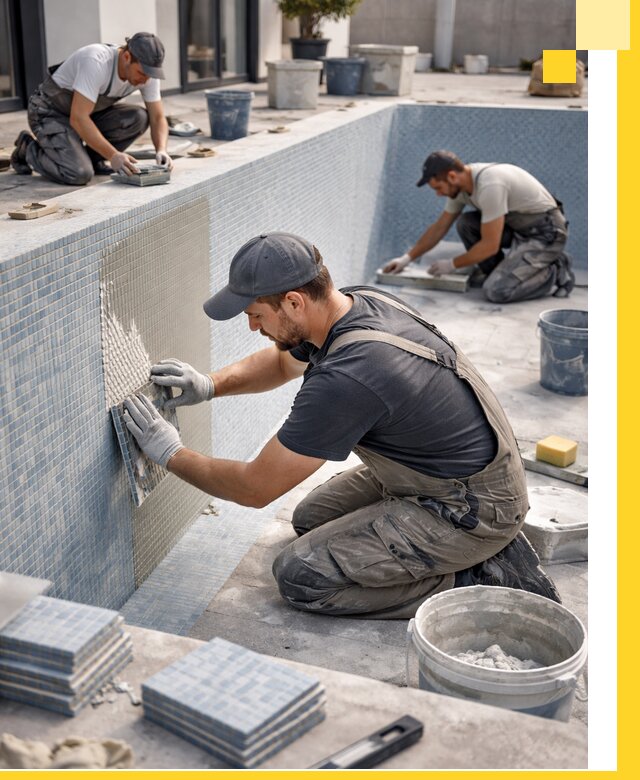 Облицовка бассейнов в Заволжье плитка мозаика гидроизоляция