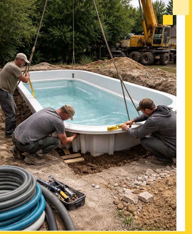 Установка и монтаж композитных бассейнов под ключ в Заволжье