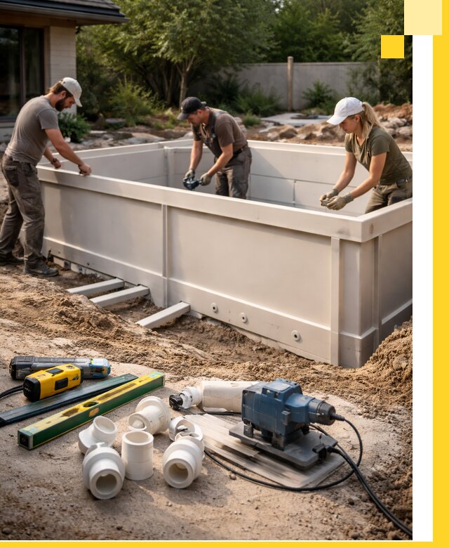 Установка полипропиленовых бассейнов под ключ в Заволжье