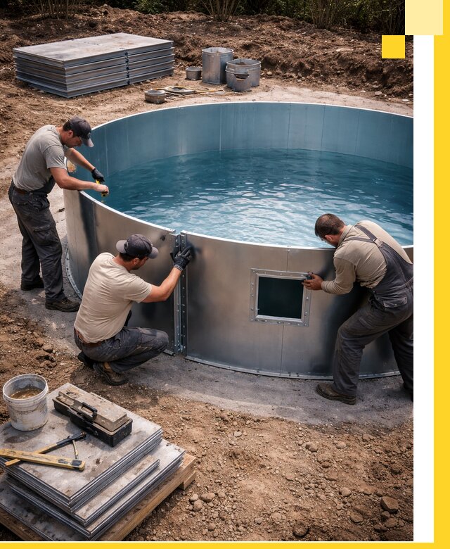 Круглые бассейны под ключ в Заволжье проектирование и монтаж