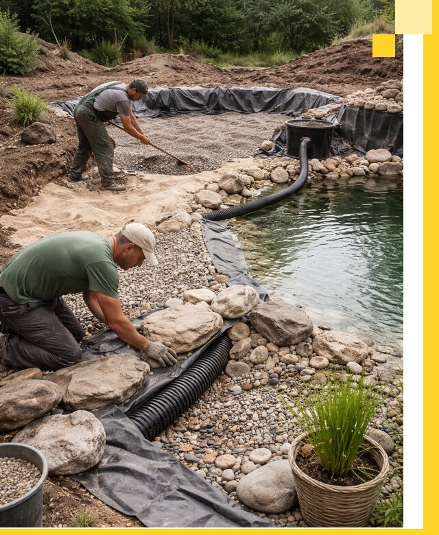 Строительство природных бассейнов и озер в Заволжье под ключ