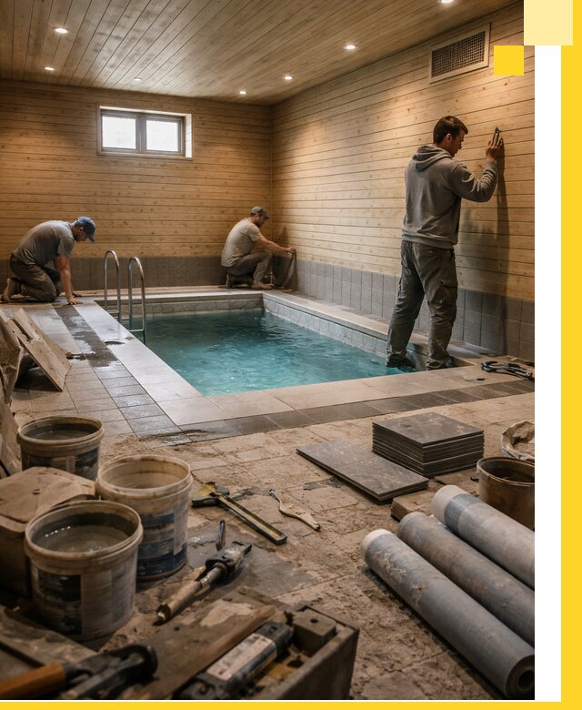 Строительство бани с бассейном и сауной под ключ в Заволжье