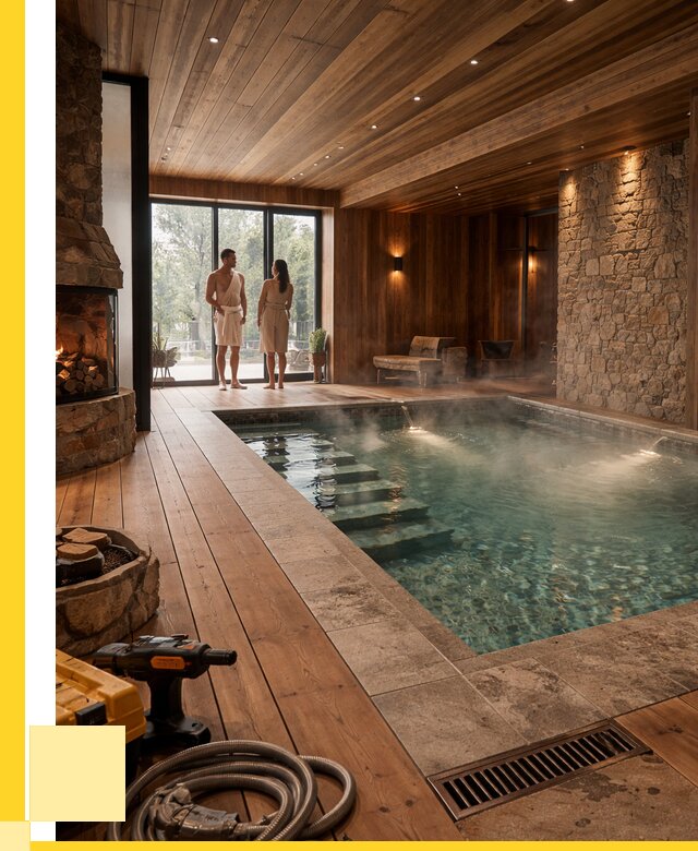 Проекты бань с бассейном под ключ в Заволжье от 76380 р., ЭриданЗвл