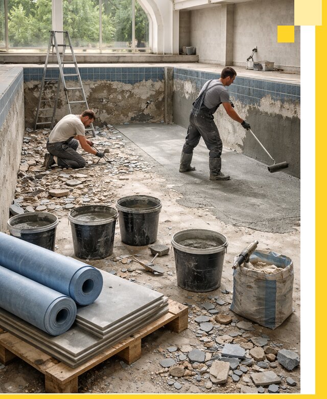 Реконструкция бассейнов в Заволжье: ремонт, гидроизоляция