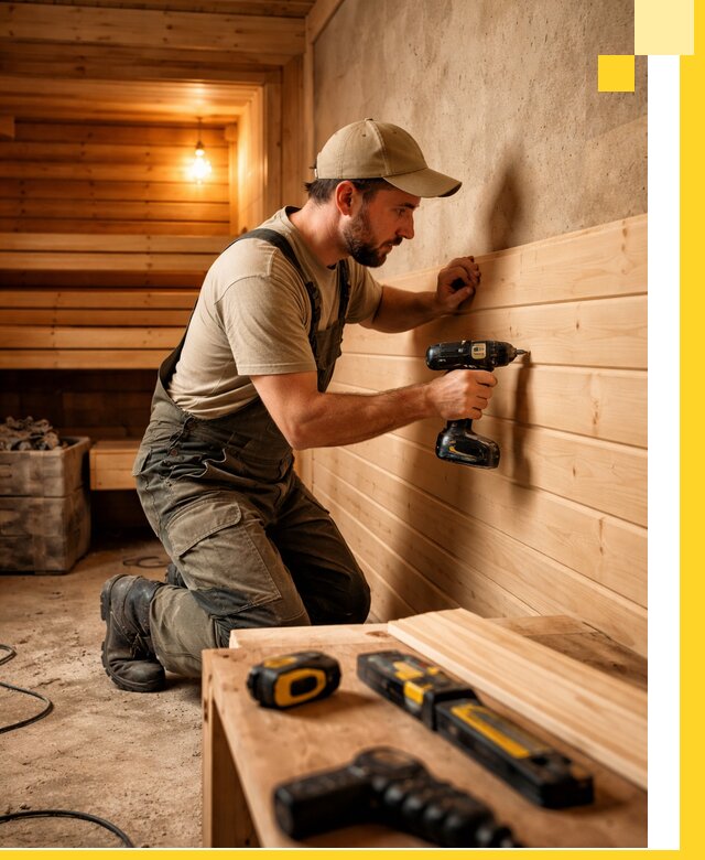 Профессиональная внутренняя отделка бани в Заволжье под ключ