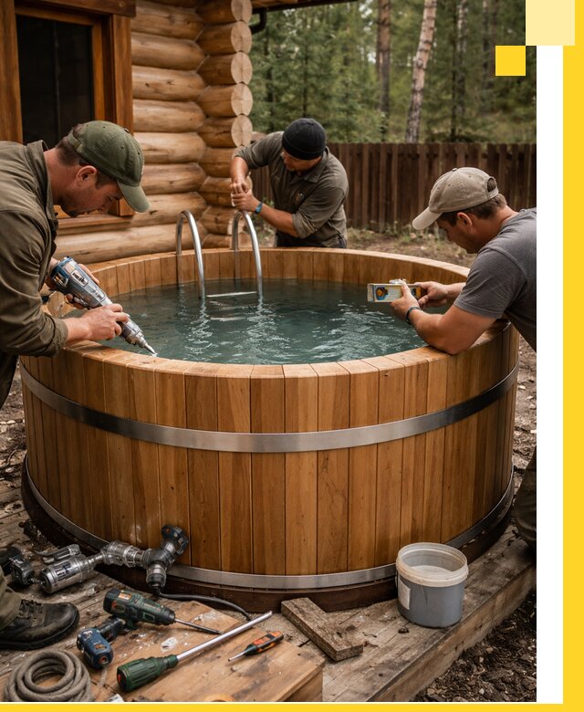 Строительство бань с купелью под ключ и отделкой в Заволжье