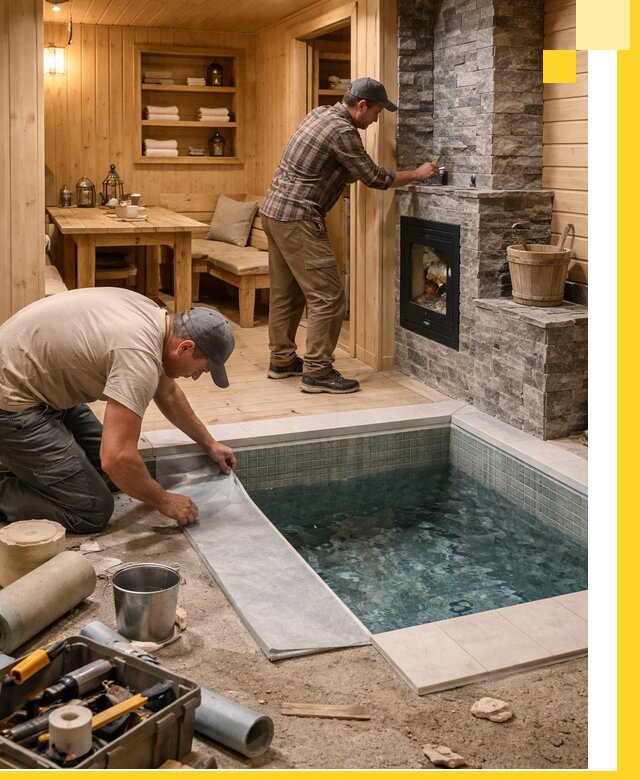 Строительство бань с комнатой отдыха под ключ в Заволжье