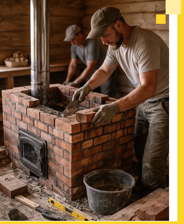 Кирпичные печи для бани под ключ в Заволжье, проект и монтаж