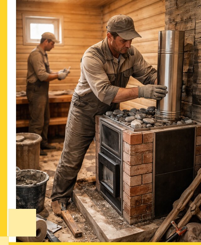 Монтаж печи в бане под ключ в Заволжье от 20368 р. | ЭриданЗвл