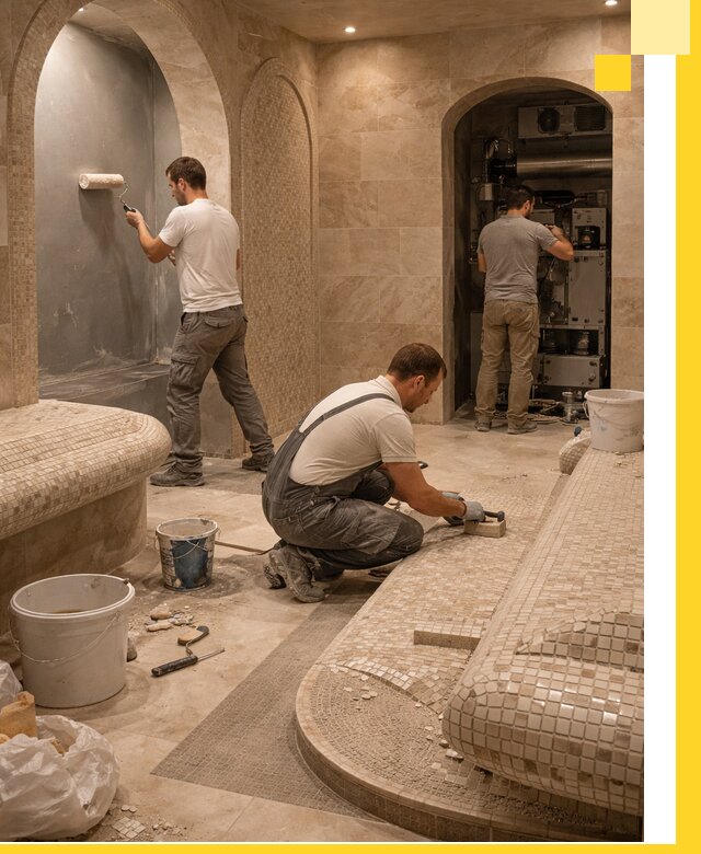 Строительство бани с хамамом и бассейном под ключ в Заволжье