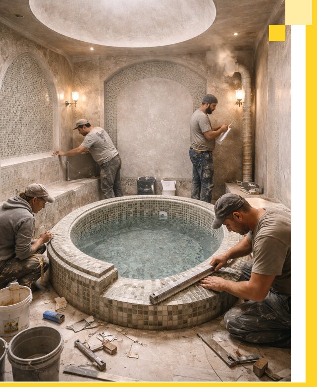 Профессиональное строительство хамама с бассейном в Заволжье под ключ