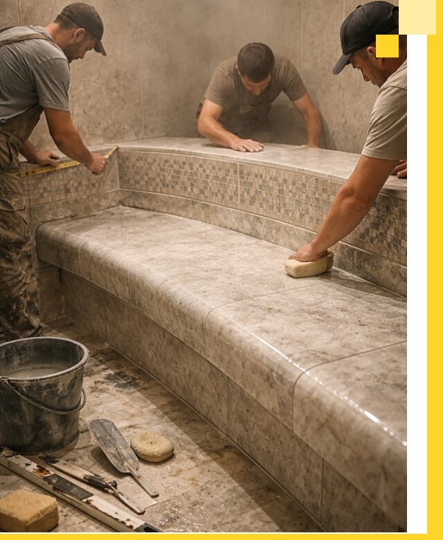 Изготовление и установка сидений для хамама в Заволжье