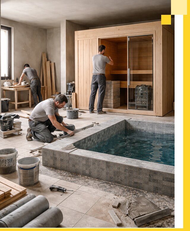 SPA зоны под ключ с бассейном сауной и печью в Заволжье